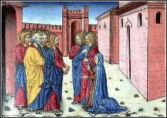 Predis codex: Mother of Two Blind Sons Kneeling Before Christ, Cristoforo de Predis